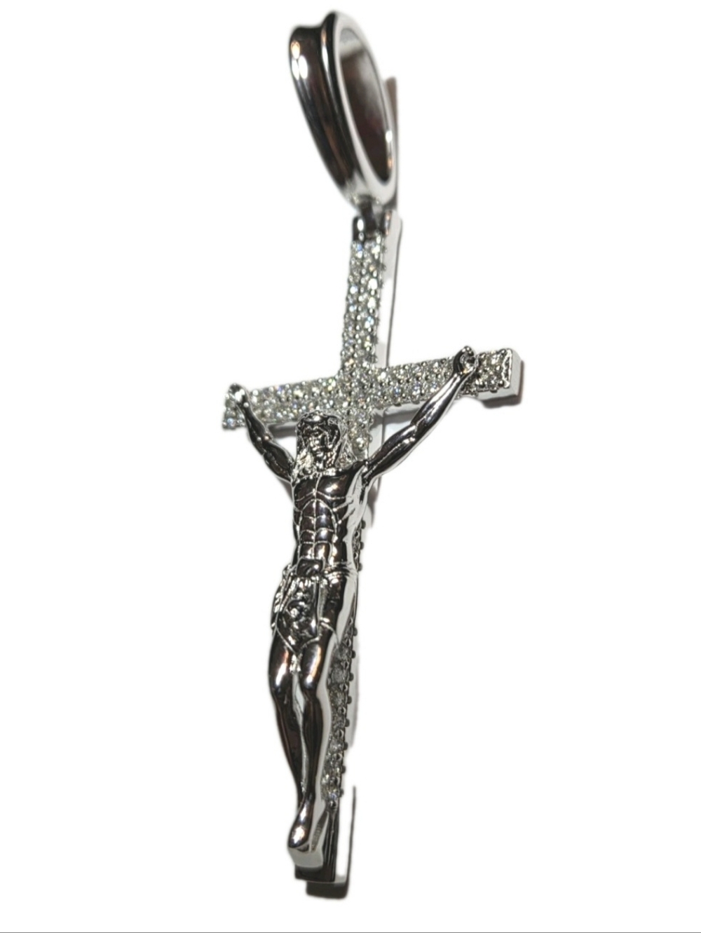 Iced Out 3D Jesus On Cross Moissanite Pendant - Real 925 Silver 2" NEW - Picture 5 of 13